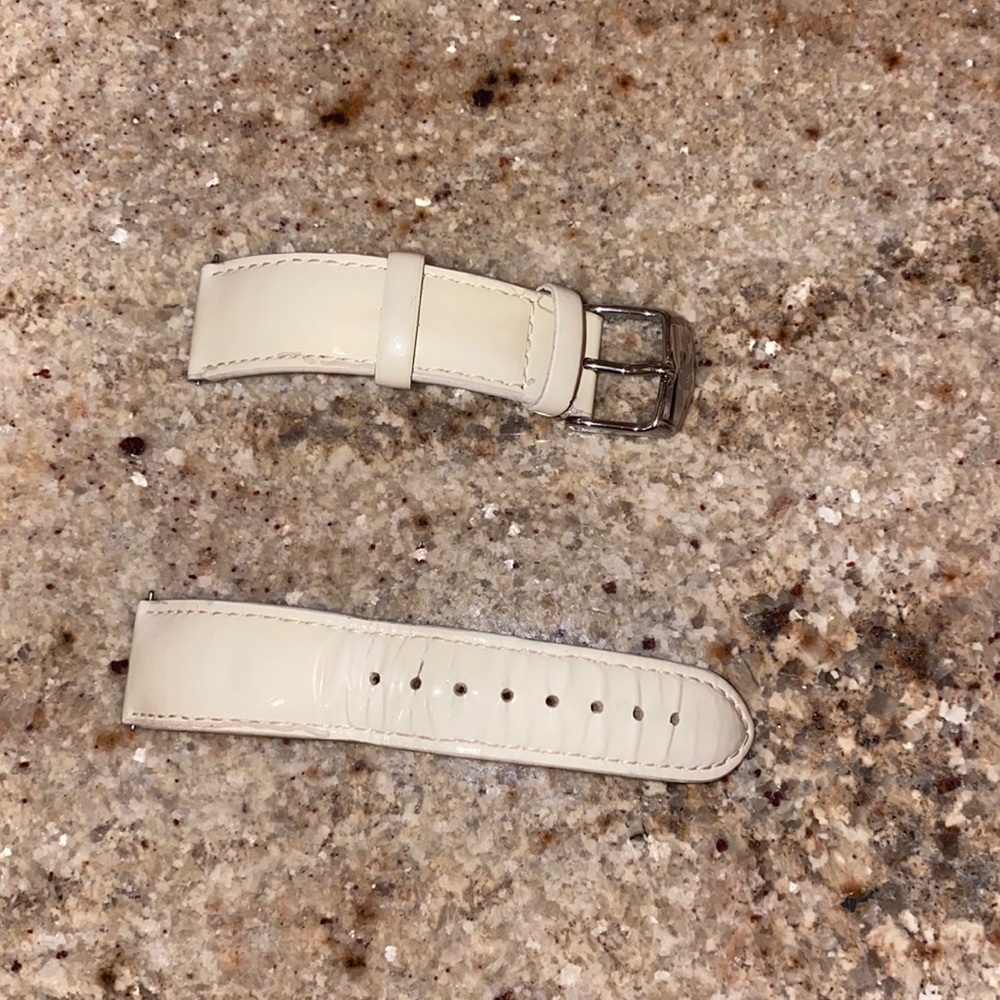 Michele watch white patent leather band.